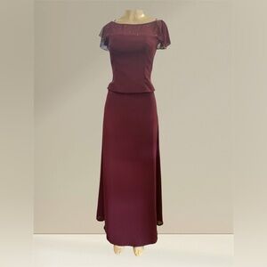 *Vintage* B2 - Elegant Burgundy 2 Pc Evening Gown US Size 12 **FLAWS**
